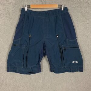 Vintage Y2K Oakley Shorts Mens Large Navy Blue Software Cargo Nylon Baggy Skater